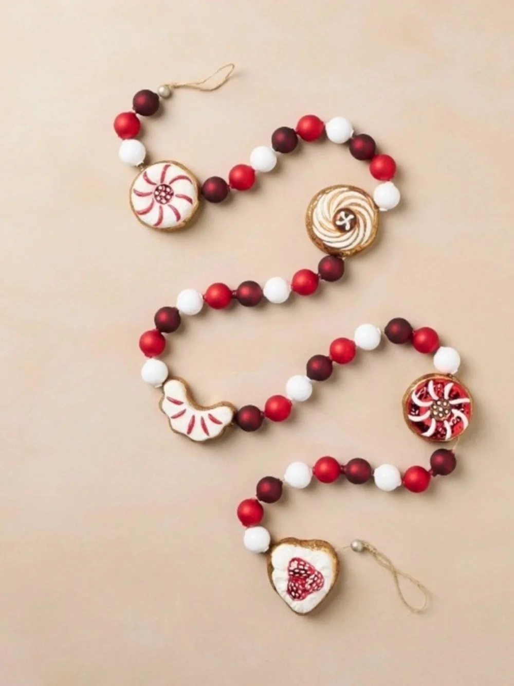 John Derian‎ for Target Glass Cookie Garland 5ft Christmas Holiday Decor Red